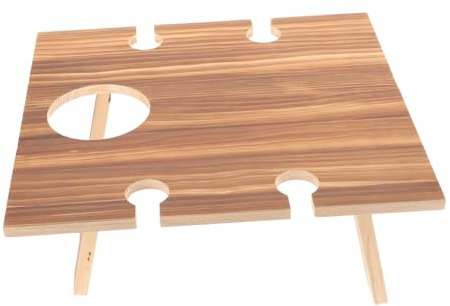 Happyyami 2St Terrasse Chaise-Camping im Freien Grill Essen Korb tragbarer weintisch tragbarer picknicktisch Wine Stand Weintisch aus Holz am Strand Picknicktisch mit Wein hölzern Coffee
