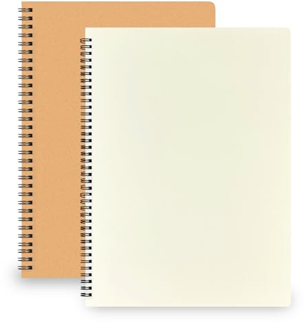 TAOBWN 2 Pack A4 Blank Notebook 120 Pages/60 Sheets Wirebound Spiral Notebook Kraft Cover Note Book for Students Travelers Business Office School Study
