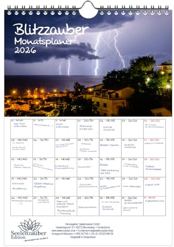 Blitzzauber Planer DIN A4 Kalender für 2026 Blitz - Seelenzauber