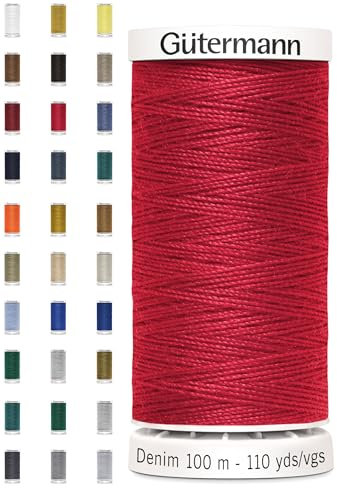 Nähmit - Gütermann DENIM 100-Meter Jeansgarn hochwertig und reißfestes Nähmaschinengarn + GRATIS FARBKARTE (A18-4495)