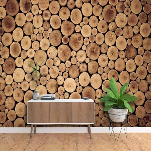 Photo Wallpaper Logs 3D Effect Retro Countryside Wall Mural Decoration Poster Picture Modern Design 150x105 cm Murals Wall Art for Living Room Bedroom Kitchen a-161