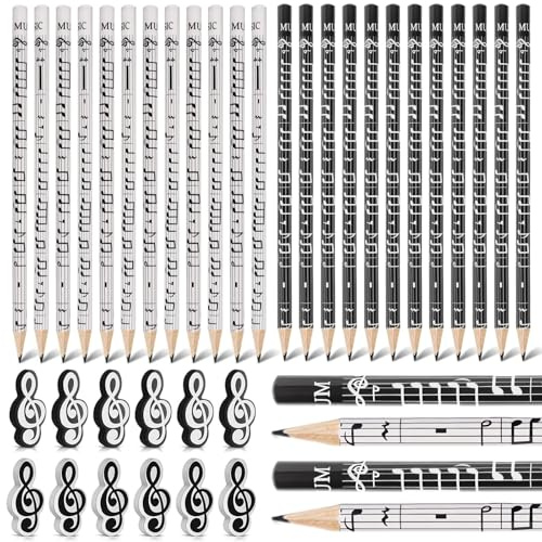 DabbOo 36 Teiliges Musiknoten Stifte Set Bleistifte mit Radiergummi Cartoon Bleistifte Personalisiert Kreative Notenstifte für Schüler als Partygeschenk für Kinder, Partygeschenke