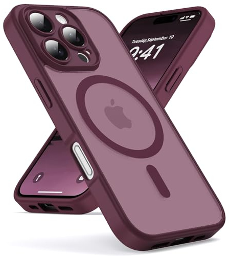 Oududianzi - Magnetica Cover per iPhone 16 Pro Max Magsafe, Bordeaux