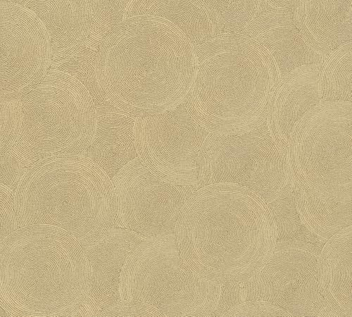 A.S. Création Kreise-Vliestapete – Braun, Gelb – 10,05 x 0,53 m | Einfarbig & vielseitig kombinierbar – matte Wandtapete, ansatzfrei & spurlos abziehbar – für Wohn-, Schlaf- & Arbeitszimmer