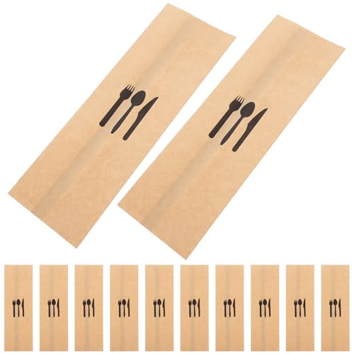 Hemobllo 100 Unidades de Porta de Papel Kraft para Fiestas y Restaurante Fundas para de Mesa de Comedor Bolsa para Higiénica y Práctica