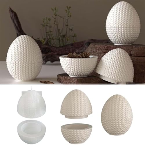 Ostern Silikonformen TREABEAR, Silikonformen Gießformen Ostern Eier, Silikonform Schale Teelichthalter mit Deckel,Ostereier Silikonform Kerze, Gipsformen Zum Gießen Silikonform Kerzenhalter Für Ostern