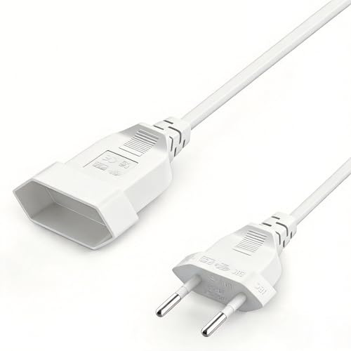 Flomiara Stromkabel Verlängerung Netzkabel Verlängerungskabel Typ-C-Stecker Eurostecker auf Typ-C Euro Buchse TV PC Computer Monitor Beamer Lampe Haushaltsgeräte-Weiß