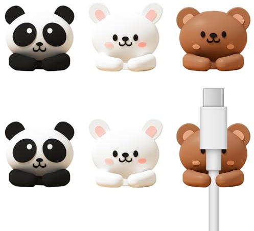 6-Pack Cute Cable Clips Self Adhesive，Animal Design No Drilling Cord Organiser for Desk，Adhesive Cable Holders for Keys, Makeup Brushes, Smart Cable Management