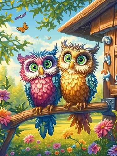 Eulen in einem magischen Baumhaus Puzzle 1000 Teile Für Erwachsene Intensiv Farbig Wildtier Haustier Zur Entspannung Zu Hause Fördert Logik Und Kombinationsgabe Karton 1000 PCS