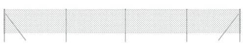 QJBSAVVA Maschendrahtzaun Silbern 1x10 m Gartenzaun Set inkl. 5 Zaunpfosten und 2 Streben, Verzinkter Stahl Drahtzaun Maschenweite 60x60 mm, Stabiler Außenzaun für Grundstück und Tiergehege