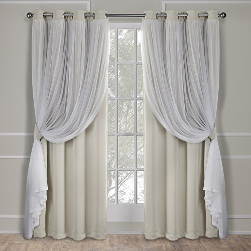 Exclusive Home Curtains Catarina Woven Blackout Grommet Top Panel Pair, Sand, 52x96, 2 Piece