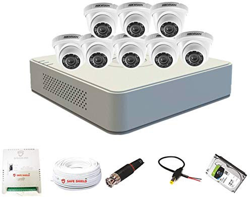 HIKVISION 8 Channel DVR & 8 Dome LED CCTV Camera with Speedlink Cable & Power Supply Surveillance kit (White)