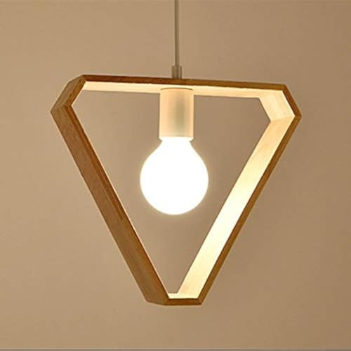 Chrasy Holz Pendelleuchte Pendellampe Hängelampe E27 Deckenleuchte Hängelampe Geometrisch Industrial Hängeleuchte für Esszimmer/Wohnzimmer/Büro/cafe (Dreieckform)