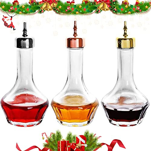 Bitters Lot de 3 bouteilles en verre pour tableau de bord avec bouchon Dasher 48,2 g Outil de bar professionnel pour cocktail Idéal pour barman bar à domicile