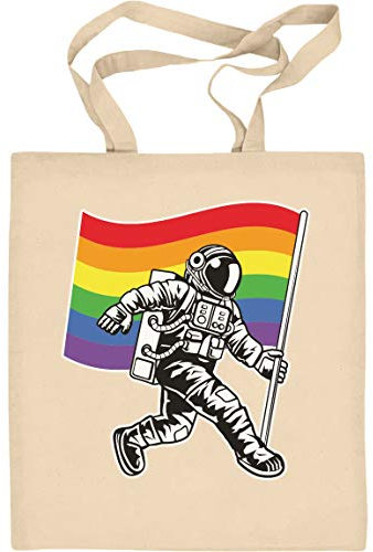 Shirtgeil Jutebeutel Gay Pride Rainbow - NASA LGBTQ Flagge Stoffbeutel Baumwolltasche One Size Natur