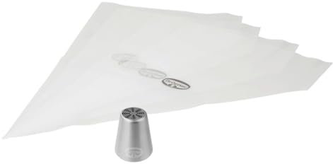 Dr.Oetker 1377 Lot de 4 poches à douille et une douille de noël, Douille motif cristaux de glace, Acier inoxydable, Plastique, 36 x 20 cm