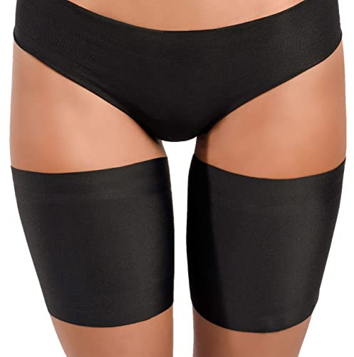 looksy Bandes élastiques de cuisse unisexes noires anti-frottements stretch empêche le frottement de la cuisse doublé de satin protecteur antidérapant silicone, L