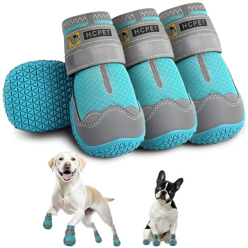 Hcpet Pfotenschutz Hundestiefel, Hundeschuhe Hundeschuhe mit reflektierenden Riemen, Welpenschuhe für kleine mittelgroße Hunde im Freien, Pfotenschutz, 4 Stück