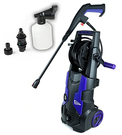Streetwize – High Power 1900W Portable Electric Pressure Washer | Includes Soap Bottle and Adjustable Nozzle | 5 Metre Power Cable | 150/Bar | Max Flow Rate: 450l/h | Heavy Duty Wheels | SWPW5