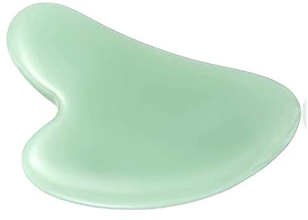 Gua Sha Stone Massage Tool Jade Neck Beauty Slimming Massager for Spa Skin Caring Pain Relief Tool, Face Body Heart Shape (Green 1)