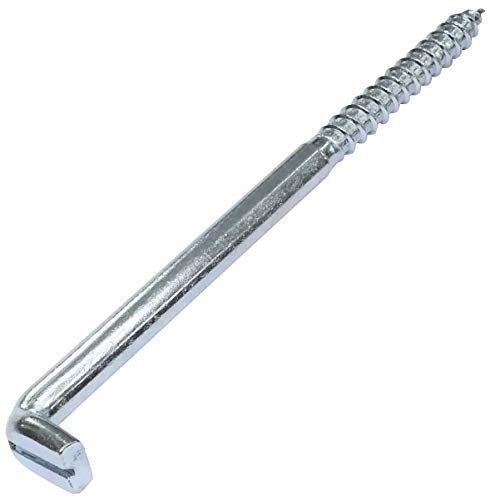 AERZETIX - Juego de 10 - Gancho en forma de L Ø7x126mm - tornillo para madera roscado - escarpia para atornillar - alcayatas con rosca - C48192