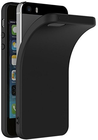 Verco Compatibile con iPhone SE (1° generazione) e iPhone 5/5s, cover posteriore opaca per iPhone 5/5S/SE, in silicone, colore: nero