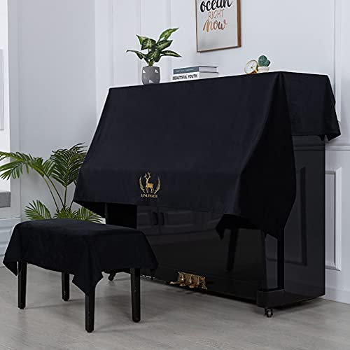Piano Cover, Piano Dust Cover, Upright Piano Cover Modisch und farbecht, Stickerei Kitz, Schutzhülle für 138 * 200cm Yamaha Kawai-US Verschiedene Upright Pianos,Schwarz (ohne Stuhlbezug)
