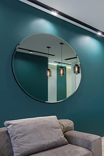 MirrorOutlet All Glass Bevelled Classic Design Round Mirror 120 x 120CM 4ft x 4ft, Frameless, YC130