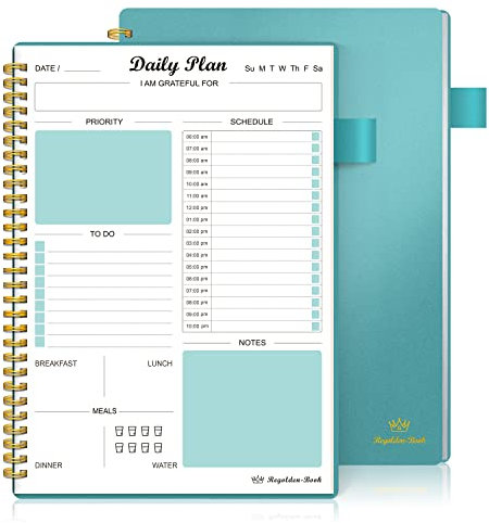 Undated Daily Planner Schedule To Do List Notebook Regolden-Book Daily Life Organizers Journal(7x10) (Teal)