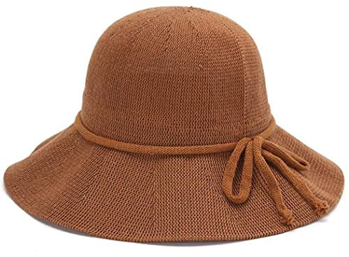 ZESLIV Damen Anglerhut Braun Fischerhut Sonnenschutz Reisehut Sommerhut Strandhut Strohhut