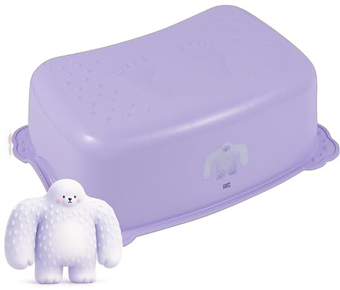Hylat Baby Kinder Tritthocker – Stabiler Toilettenhocker - Fußhocker – Gummiert & Leicht – Hocker für Kinder ab 3 Jahren bis 40 kg - Lila mit Yeti-Motiv
