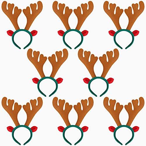 BELLE VOUS Lot de 8 Serre Tete de Noel avec Bois de Renne - 10,5 cm de Large - Serre Tête Noël Adulte - Accessoires Cheveux Noel pour les Fêtes de Noël, les Fêtes de Fin d’Année et Photomaton