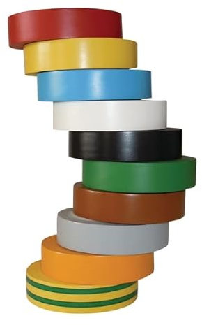 Cinta aislante de PVC, 15 mm x 10 m, Multicolor