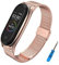 EasyULT Ersatzbänder Kompatibel mit Xiaomi Band 7 Metallbänder, Wasserdicht Edelstahl Strap Armband Zubehör mit Entfernungswerkzeug für Xiaomi Mi Band 7 (Roségold)