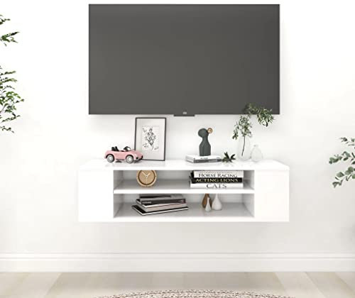 vidaXL Mobile Porta TV Sospeso Bianco 100x30x26,5 cm Legno Multistrato