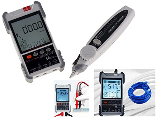 KALEA-INFORMATIQUE Tester di rete e multimetro digitale professionale LCD RJ45 RJ11: mappatura, continuità, lunghezza, POE, tensione, localizzazione, torcia, tensione CC CA, temperatura, diodi