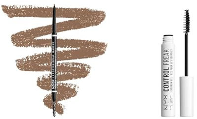 NYX Professional Makeup Augenbrauenstift, Micro Brow Pencil, Beidseitig mit ausdrehbarem Augenbrauenstift und Bürstchen, Vegane Formel, Farbton: Taupe & Augenbrauengel, Control Freak Eyebrow Gel, 10ml