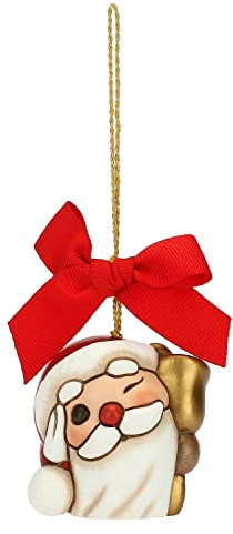 THUN - Addobbi Natalizi, Babbo Natale in Ceramica Decorata a Mano, Versione Piccolo - Idea Regalo Natale 2022-4.8x4.5x4.8 cm h