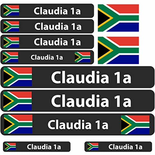 INDIGOS UG Fahrrad Aufkleber Südafrika - 13 Fahnenaufkleber glatt - Sticker selbst gestalten - Fahrrad - Auto - Motorrad - Namensaufkleber wasserfest personalisiert - Wunschtext