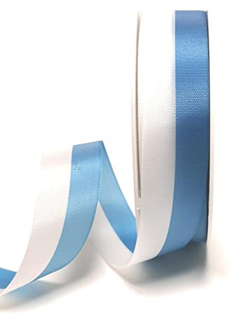 Nationalband 25m x 25mm hellblau - weiß Vereinsband Ordensband Fanband Dekoband