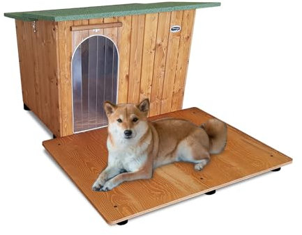 ORIGINAL LEGNO Hundehütten Hundehaus Hundehöhle mit Terrasse Aus Massiv Holz Echtholz Geshenk THERMOVORHANG Made in Italy Mod. Italy D - Deutscher Schäferhund 102x135xH78