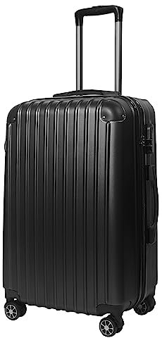 Nilpferd Handgepäck Koffer Reisekoffer mit Rollen Trolley Handgepäck Trolley Rollkoffer Sicherheit Zahlenschloß Handgepäck 4 Rollen (Schwarz, L)