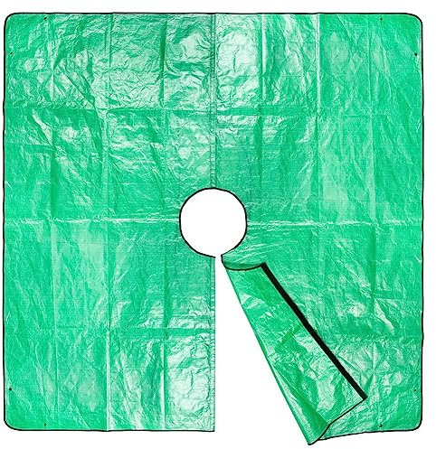 Landschaftsplane zum Trimmen mit 30,5 cm Loch, Gartenbaumplane, 200 x 200 cm, Vier Ecken mit Eckschnallen für einfache Befestigung um Sträucher und Bäume