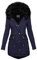 DGZTWLL Damen Winter Verdicken Parka Mantel, Kunstpelz Trim Kapuze Winddicht Warm Fleece Gefüttert Sherpa Jacken Gepolsterte Outwear Tasche Damen Winterjacke, navy, 50