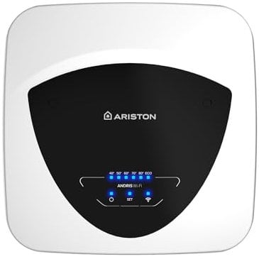 Ariston Andris Elite Wifi - Scaldabagno Elettrico 30 Litri U/5 EU Istantaneo Sopralavello 44,6x40x44,6 - Boiler Elettrico con Pacchetto ABS Risparmio Energetico e Sicurezza, 1500W, Classe Energetica A