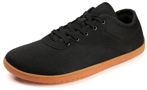 RUOMU Hommes Femmes Pieds Nus Chaussures - Unisexe Chaussures Minimaliste Antidérapant Barefoot Shoes pour Fitness Marche, Noir, GR.46