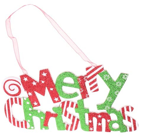 TOPBATHY Frohe Weihnachten Buchstabenschild Zum Aufhängen Glitzerndes Weihnachtsschild Für Zuhause Büro Geschäft Party-Dekoration Rot Grün