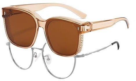 kiimiipa Sonnenbrille Damen Polarisiert,üBerzieh Sonnenbrille,Sonnenbrille FüR BrillenträGer,üBergroßE Sonnenbrille Fit Over Glasses FüR Frauen, Uv400 Schutz Extra Large Sunnies (Braun)