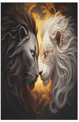 Holzpuzzle Yin Yang Tiger Puzzle 1000 Teile Erwachsene Klassische Pädagogisches Spielzeug Kinder Lernspiel Herausforderndes Puzzles Raumdekoration Detailreiches Geschenk （78×53cm）