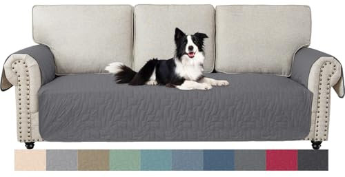 Ystyle Housse Canapé 3 Places avec Accoudoirs, Housses De Canapé Imperméable sans Dossier, Housse De Protection Canapé Animaux, Couvre Canape, Couverture Magnétique pour Canapé, Gris Clair